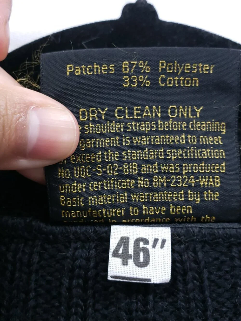 Citadel Sweater 46 Men Black 100% Virgin Wool Commando Military Patches Workwear